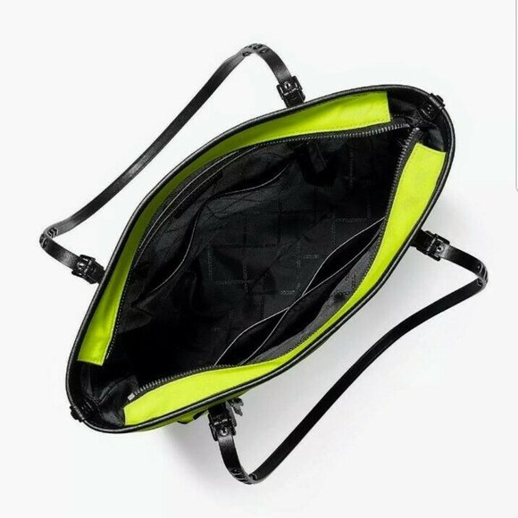 Michael Kors NEON Yellow Tote Shoulder Bag Purse Utilitarian Summer Fashion RARE - Picture 5 of 12